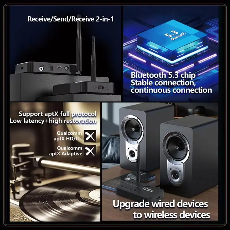 موثوقة-Tebe APTX -LL/HD/AD بلوتوث 5.3 جهاز إرسال صوتي للتلفزيون، محول صوت LE بصري لاسلكي، توصيل مكبر الصوت بدون فقدان