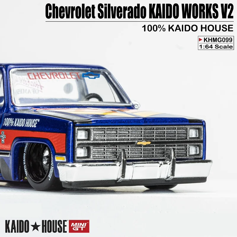 Kaido Housexminigt 1/64 Chevrolet Silverado Kaido Werkt V2 100% Kaido Huis Legering Speelgoed Motorvoertuig Diecast Metalen Model Cadeau