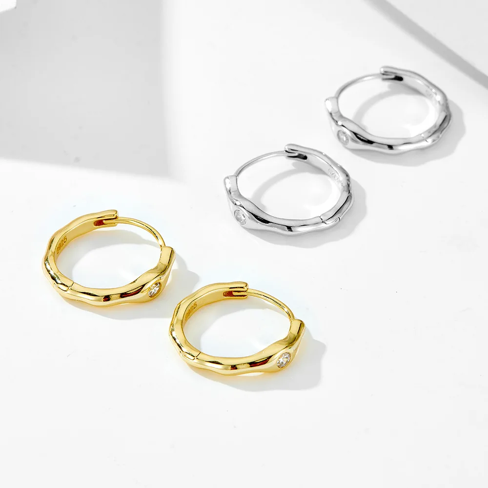 

Минималистичные геометрические серьги из стерлингового серебра 925 пробы — неправильной формы, легкие роскошные универсальные серьги в стиле ретро в европейском и американском стиле