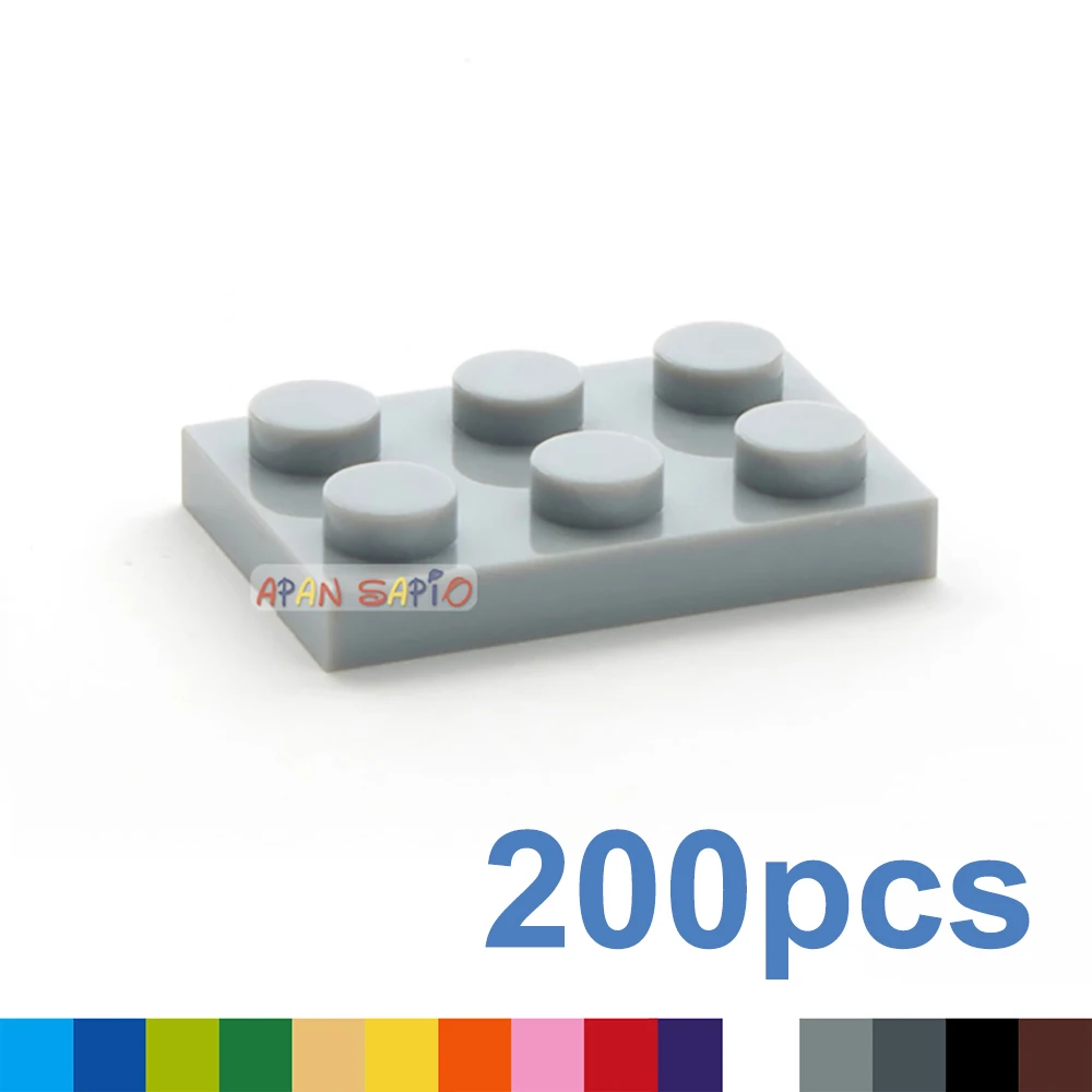 

200pcs DIY Building Blocks Thin Figures Bricks 2x3 Dots 12Color Educational Creative Toys for Children Size Compatible With 3021