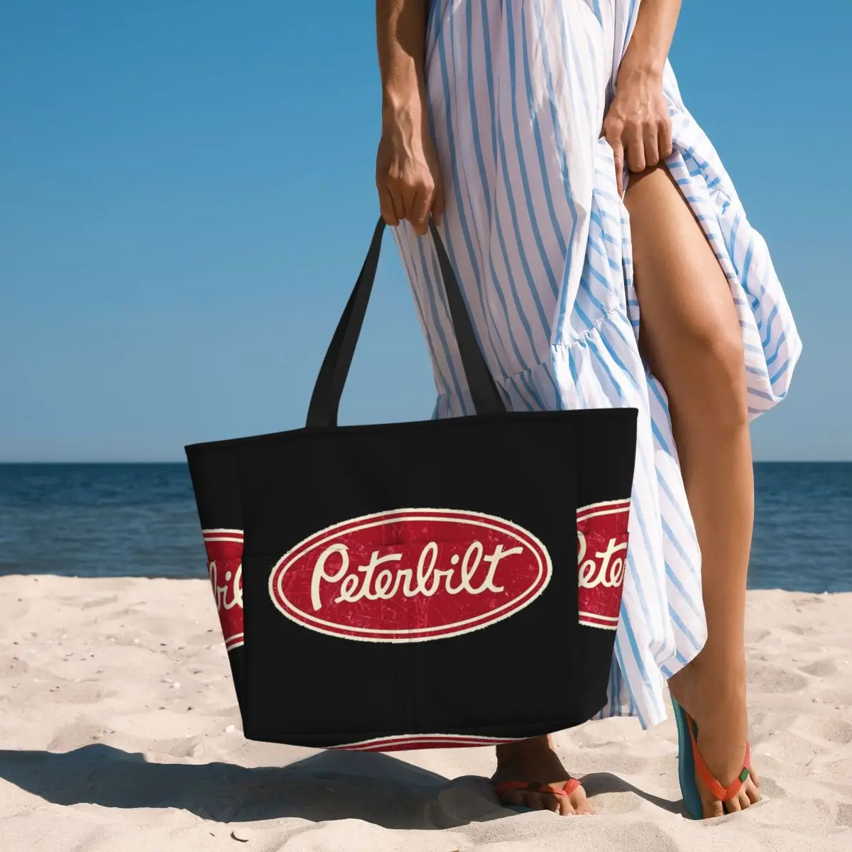 

Peterbilt Truck Racing Logo Beach Tote Bag Sport Gym Yoga Duffle Large Tote Bag Women Travel Bag Fitness bag
