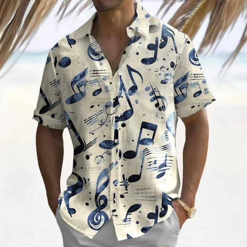 Hawaii Beautiful Note Printed Shirt For Men Color Gradient 3D Printed Beach Shirt Casual Loose Short Sleeve Shirt