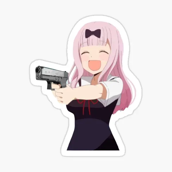 Chika Fujiwara Holds A Gun Anime Girl Wi  5PCS Stickers for Decor  Funny Wall Room Art Laptop Cute Kid Home Print Cartoon