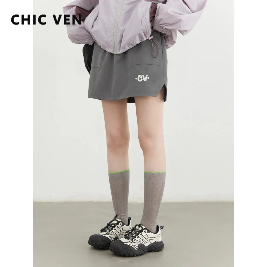 

CHIC VEN модные женские юбки, новая юбка трапециевидной формы с эластичной резинкой на талии, полудлинные женские шорты с вышивкой букв, лето 20л