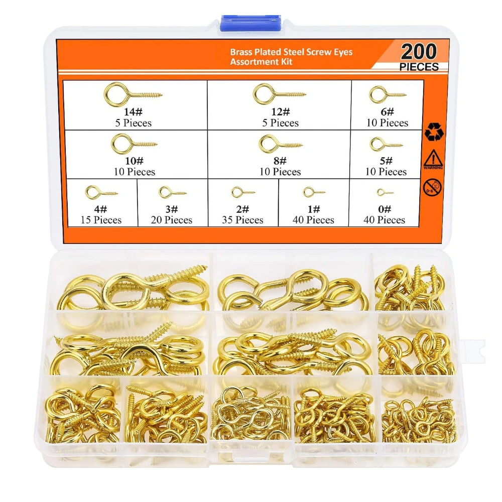 

Lamp Hook Self-tapping Screw Set Carbon Steel Sheep Eye Ring Lifting Hook/ Loop Head Screws 1#3#-14# 9-shaped Hook Screws
