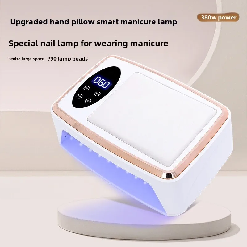 Protective Nail Lamp with Hand Pillow, 380W Dual Hands Baking Design, 90 LEDs Gel Nail Dryer Tools