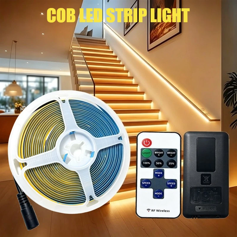 USB COB LED Strip With RF Remote Control White/Warm White USB LED Ribbon Double-sided Tape with RF Remote Control For DIY TV