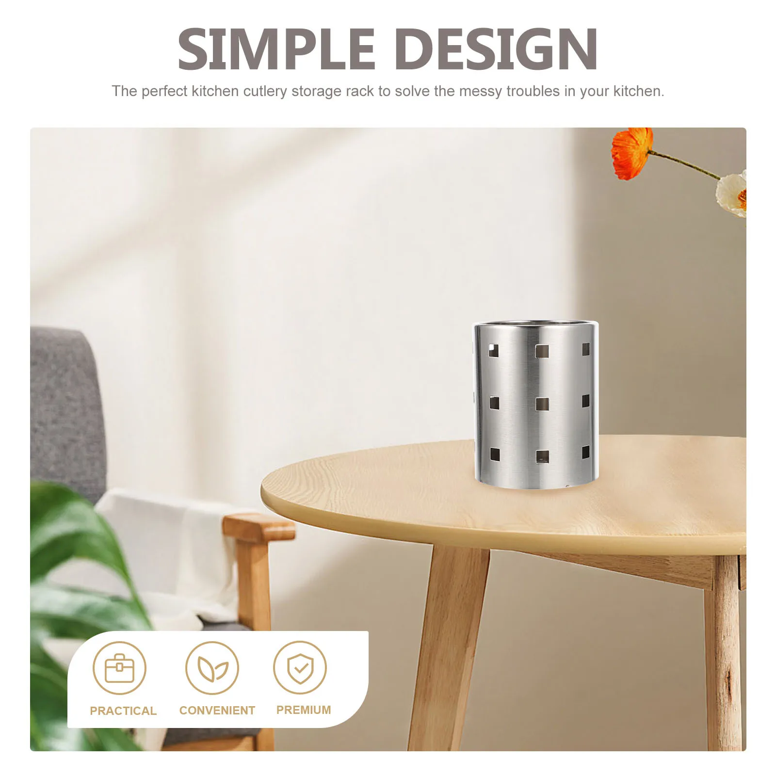 

Chopsticks Holder Kitchen Utensil Storage Box Stainless Steel Drain Holes Compact Organizer For Spoons Forks Kitchen