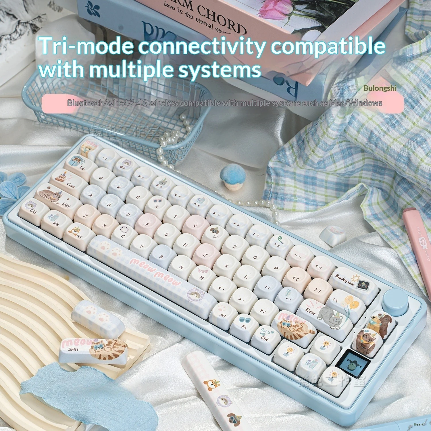 SUMREDA C65 Wireless Aluminum Cute Gaming Mechanical Keyboard Kit 60% Bluetooth 2.4G Hotswap RGB Gamer Non-contact Keyboard