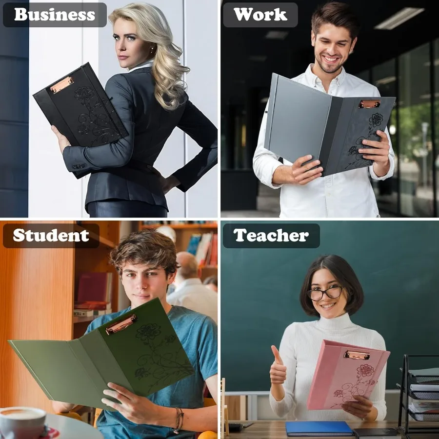 3 Ring Binder 1 Ih Leather Binde with Clipboards Three Ring Binder with Pen Holder Green Letter Size