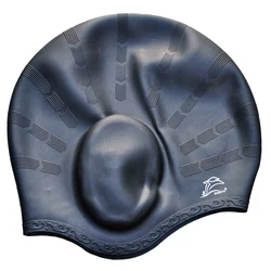 Gorros de natación impermeables para adultos, gorro de piscina de pelo largo, protección de orejas, silicona grande, antideslizante, sombrero de buceo