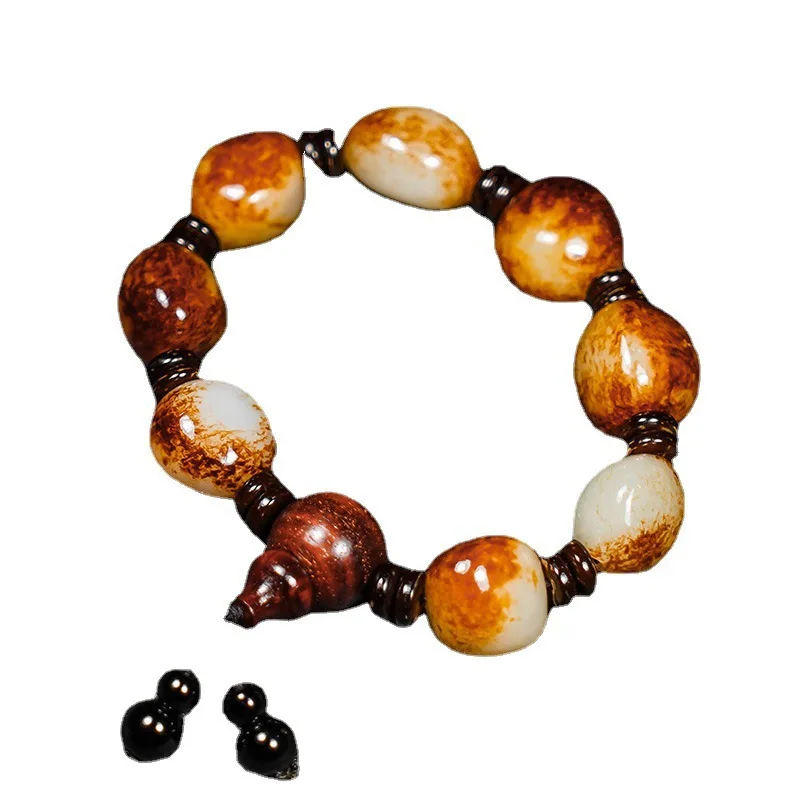 , Hotan White Jade With Red Skin, Irregular Shape Stone Bracelet