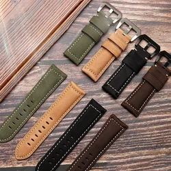 Matte Vintage Leather Strap 20mm 22mm 24mm 26mm Belt Crazy Horse Skin Cowhide Universal Watch Band High Quality Bracelet