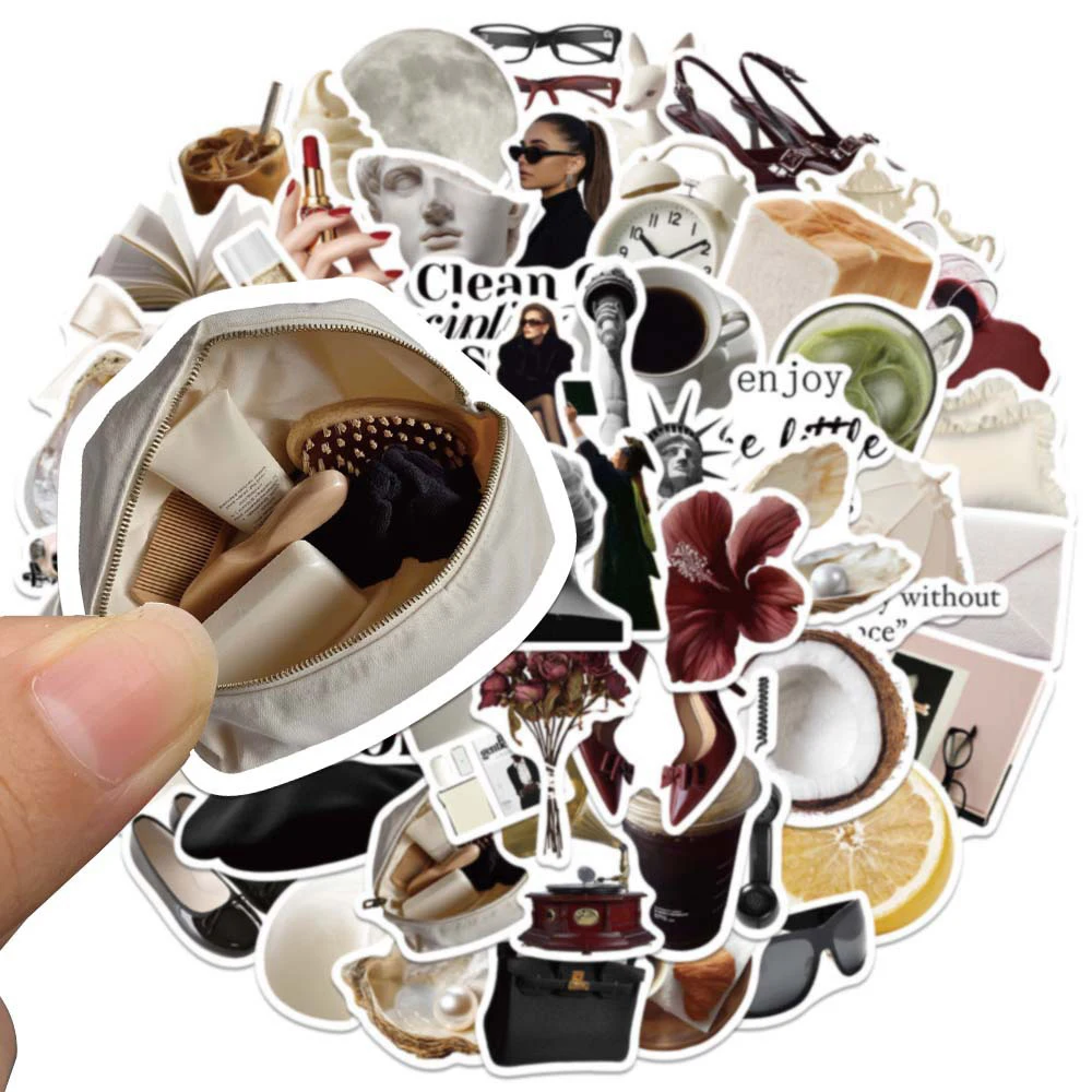10/30/60pcs Ins Style Clean Girl Aesthetic Stickers Office Lady Cartoon Decals Scrapbooking Luggage Phone Cute Sticker Wholesale