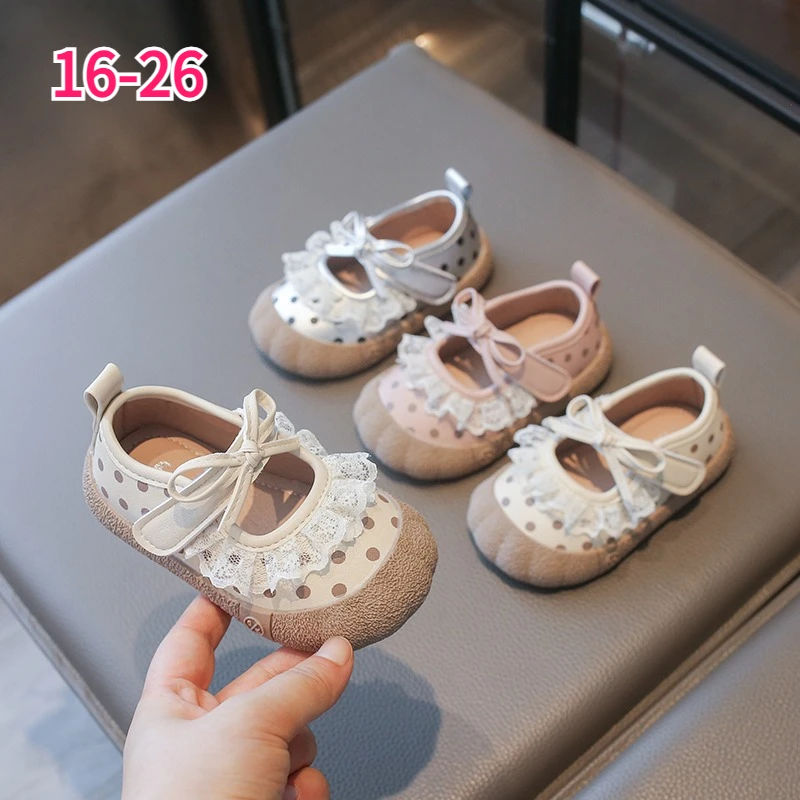 Baby Girl Shoes Soft Bowknot Toddler Princess Flats Kids Shoes Ages 1‑6 Polka Dot Infant Footwear All‑Season Children's Shoes