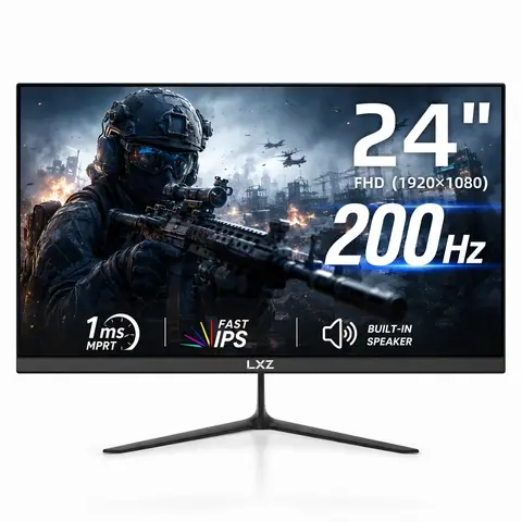LXZ 24.5 Inch Gaming Monitor 200Hz, FHD 1920 x 1080 PC Screen, IPS Panel 1ms, Integrated Speaker, DP/HDMI, Eye Care, Wall Mount Compatible