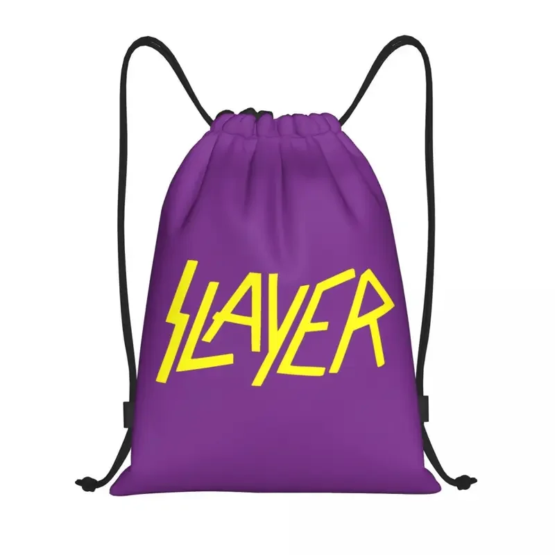 

Custom Yellow Heavy Slayers Thrash Metal Drawstring Bag Women Men Foldable Sports Gym Sackpack Rock Roll Band Shopping Backpacks