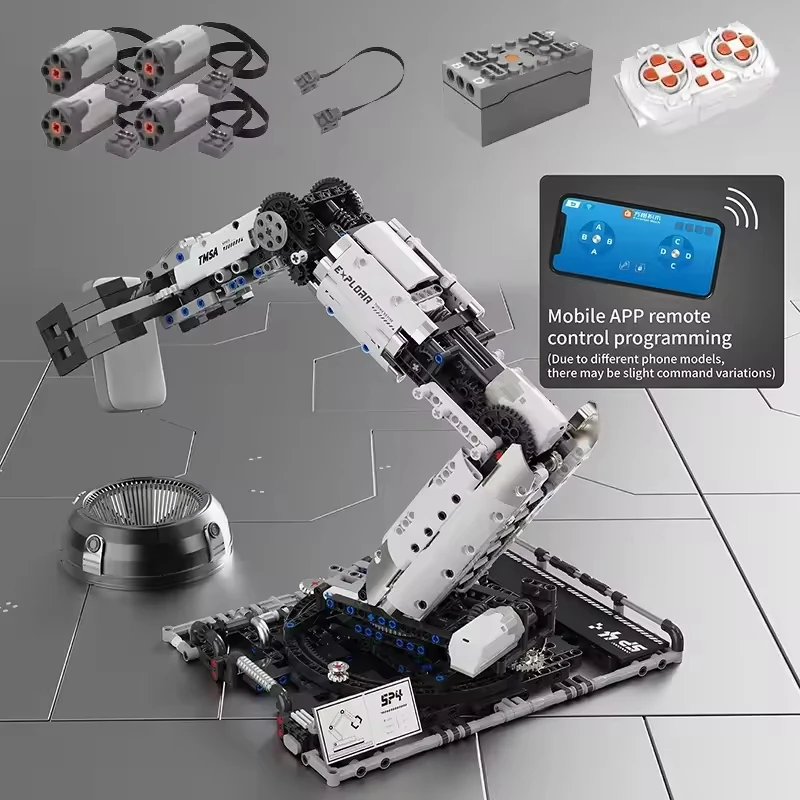 Programmable Multi-Axis Robotic Arm Building Bricks - RC Smartphone Control Interactive STEM Toys for children