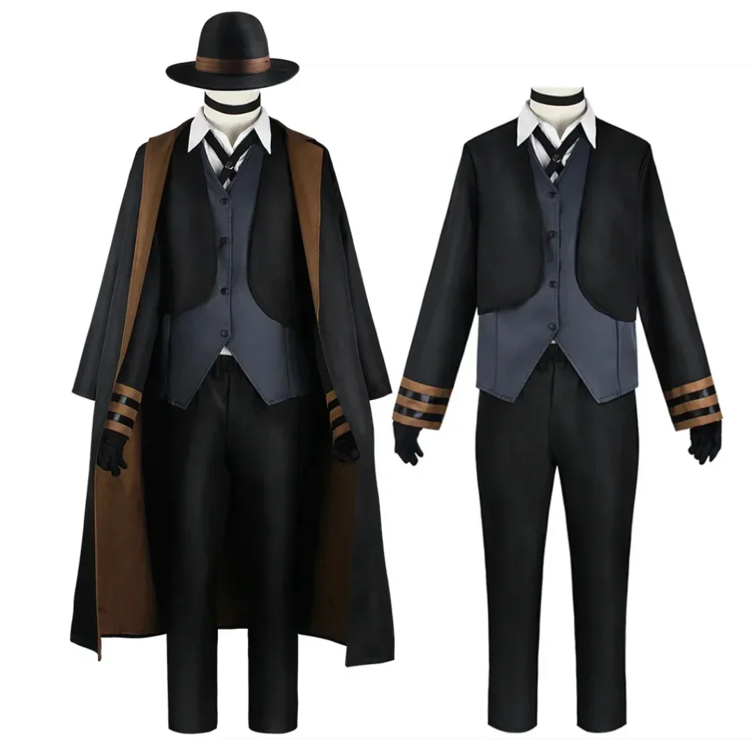 Nakahara Chuuya Cosplay Costume Hat Uniform Trench Coat Pants Anime Clothes