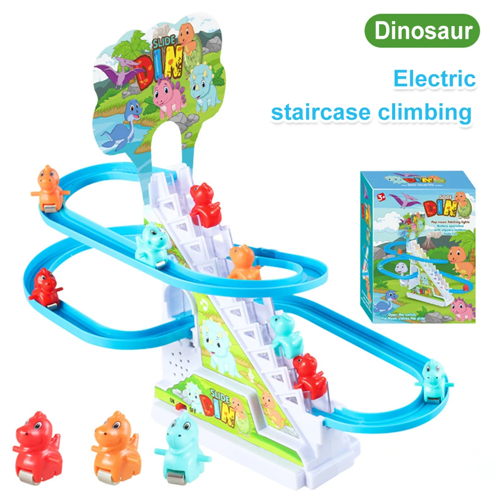 Ducks Climb Stairs Toy Racing Car Train Toy Duck/Piglet/Dinosaur/Bear/Penguin Electric Stair Toy for Kids 3 Years Old and Up