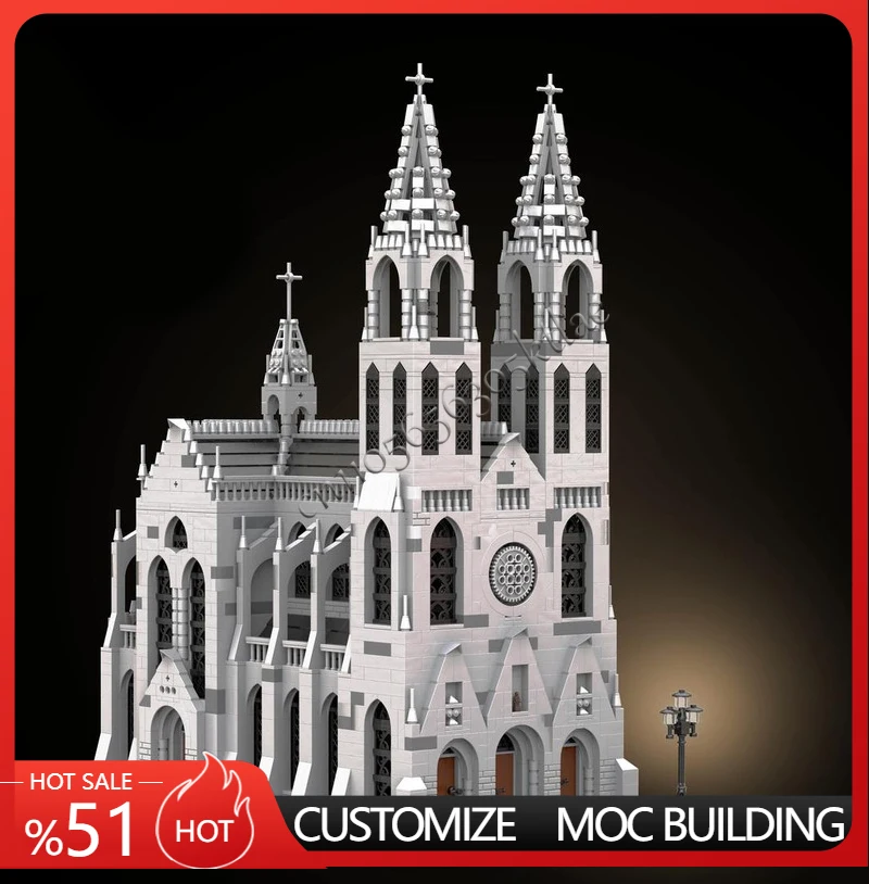 

3997 шт. MOC индивидуальный дизайн, готическая модель собора, строительные блоки, сделай сам, головоломка, сборка, игрушки для детей, праздничные подарки