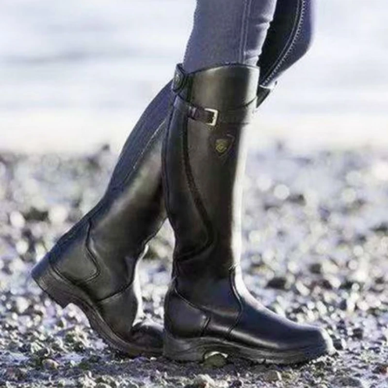 Boots Women Knee High Heels Long Suede Knee-High Square Thigh Hig Size 43 women\'s leather boots Riding booties Motorcycle boots