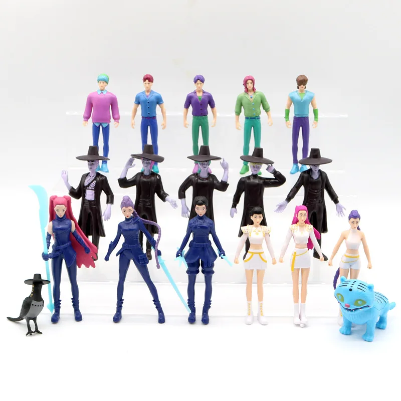 

18pcs/Set Kpop Demon Hunters Action Figure Anime Kpop Demon Toy Derpys Tiger Rumi Mira Zoey Sussy Figurine Doll For Fans Gifts