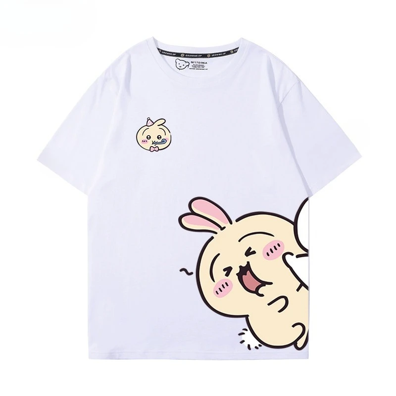 Chiikawa Weiches Niedliches Anime-Charakter T-Shirt für Männer und Frauen, Locker Geschnittenes Lässiges Sommer-Kurzarm-Shirt mit Rundhalsausschnitt, Harajuku Streetwear Alltags-Oberteil – Detail 3