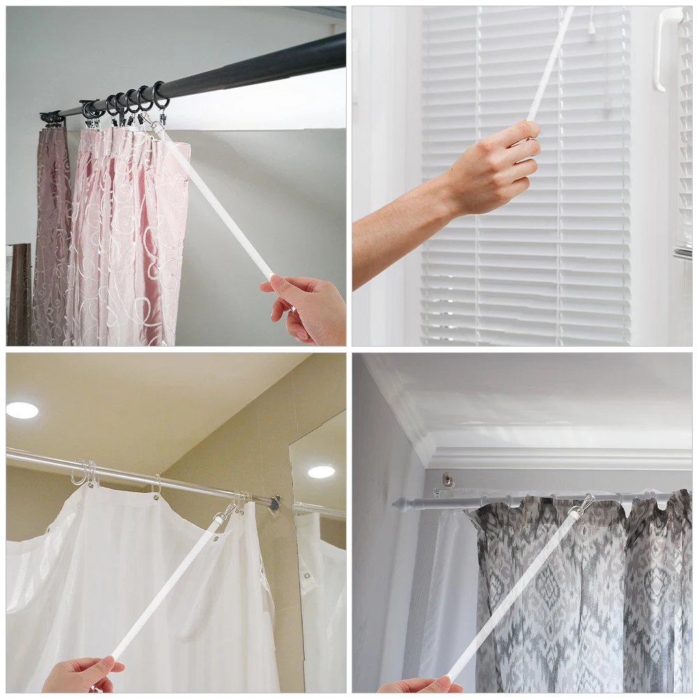 

2pcs Curtain Rod Accessories Acrylic Opener Stick Hook Puller Drapery Wands Blind Tilt Replacement Vertical Blinds Parts Window