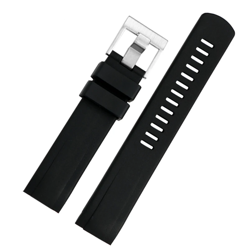 حزام ساعة مطاط فلوري منحني من Seiko ، Pocex Panda Di ، سلسلة SSC813P1 SSC909P1 ثلاثية العينين ، أسود ، 20