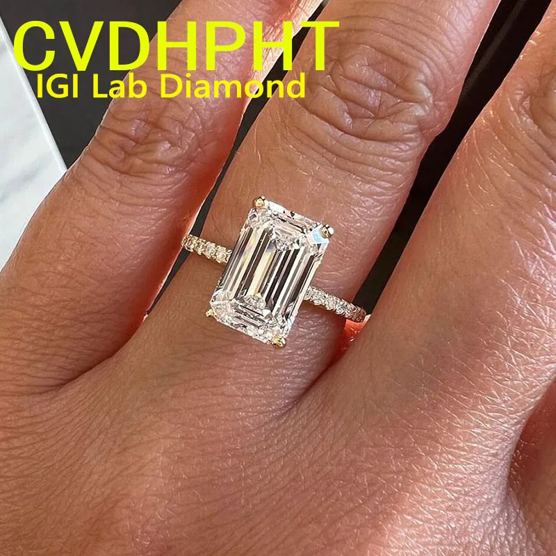

IGI Lab Растущее кольцо с бриллиантом Изумрудная форма D Цвет1 2 3Ct Настоящая платина PT950 Кольцо Обручальное кольцо с бриллиантом Заводское обручальное кольцо