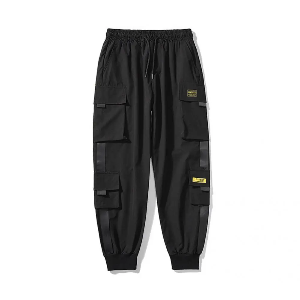 Pantalones Cargo con Bolsillos y cinta negra para mujer, ropa de calle de Hip-Hop, Harajuku, Punk, Harem