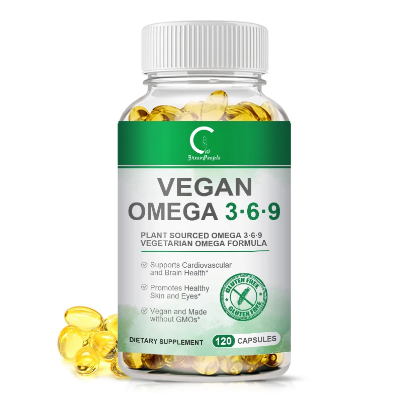 GPGP GreenPeople Aceite de algas Omega 3-6-9 cápsula vegana y vegetariana Omeg, cuidado del cerebro, Comida Halal para personas mayores