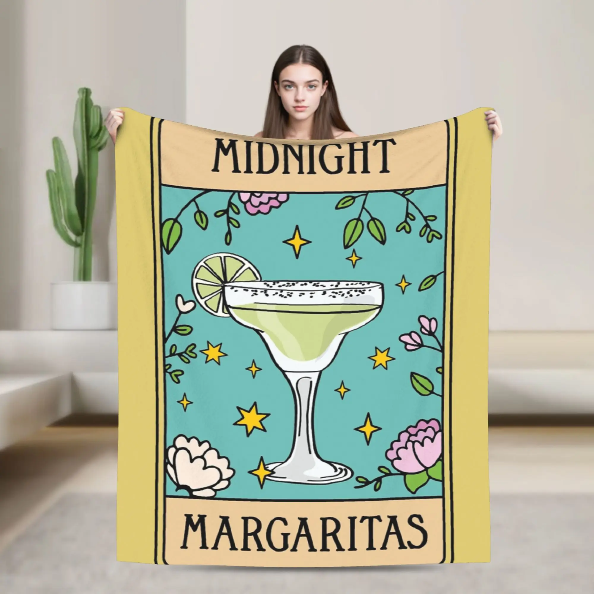 Midnight margaritas tarot art card Knitted Blanket Flannel Practical Magic  Throw Blankets for Home Couch Bedroom Quilt