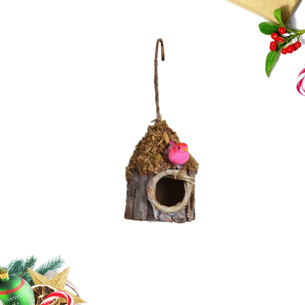 

Bird's Nest Decoration Outdoor Ornaments Decorations Unfinished Hanging Birdhouse Wooden