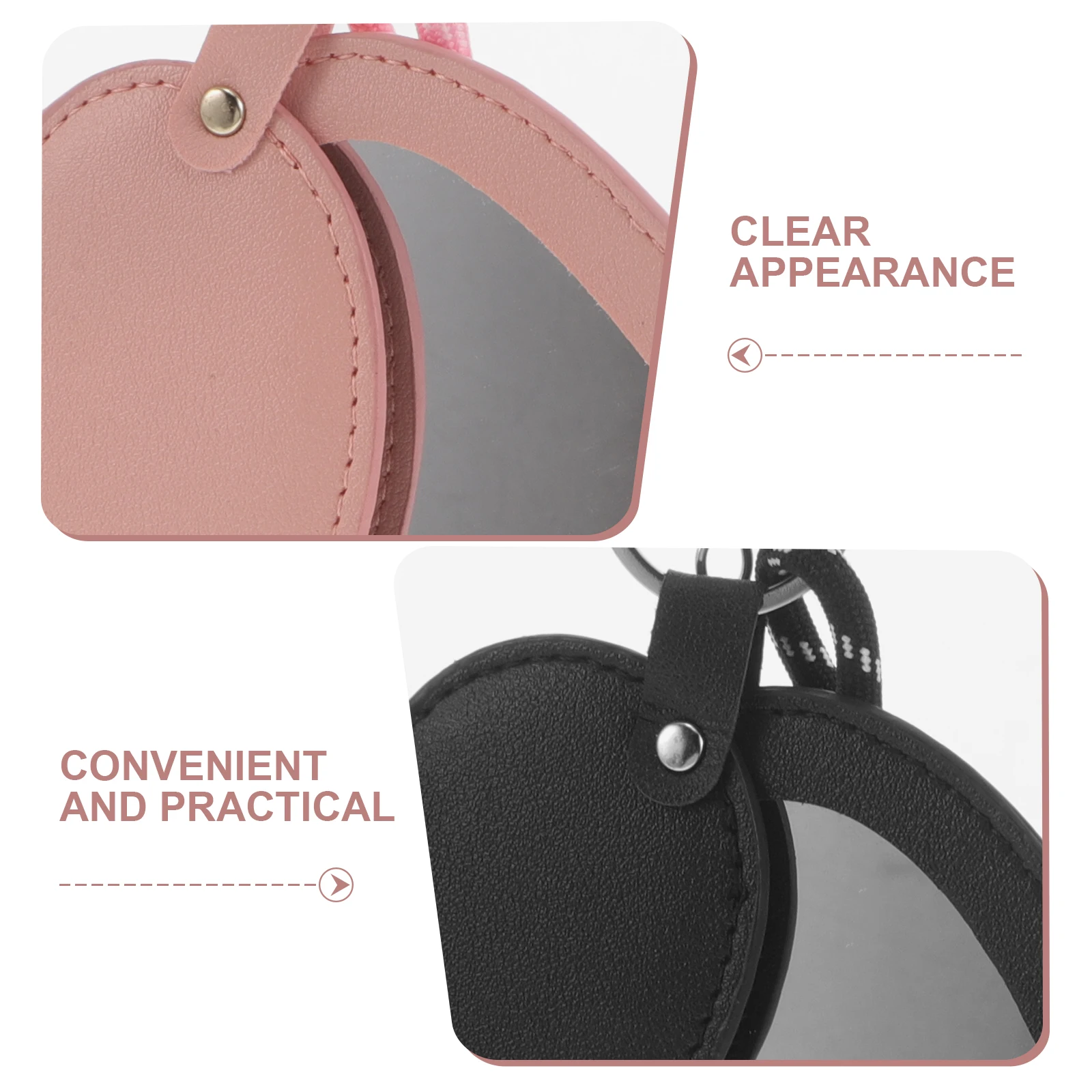 2 stuks roterende touch-upspiegel: hartvormige pu compact 360 °   Verstelbare reismake-upspiegel, draagbare mini-handtas