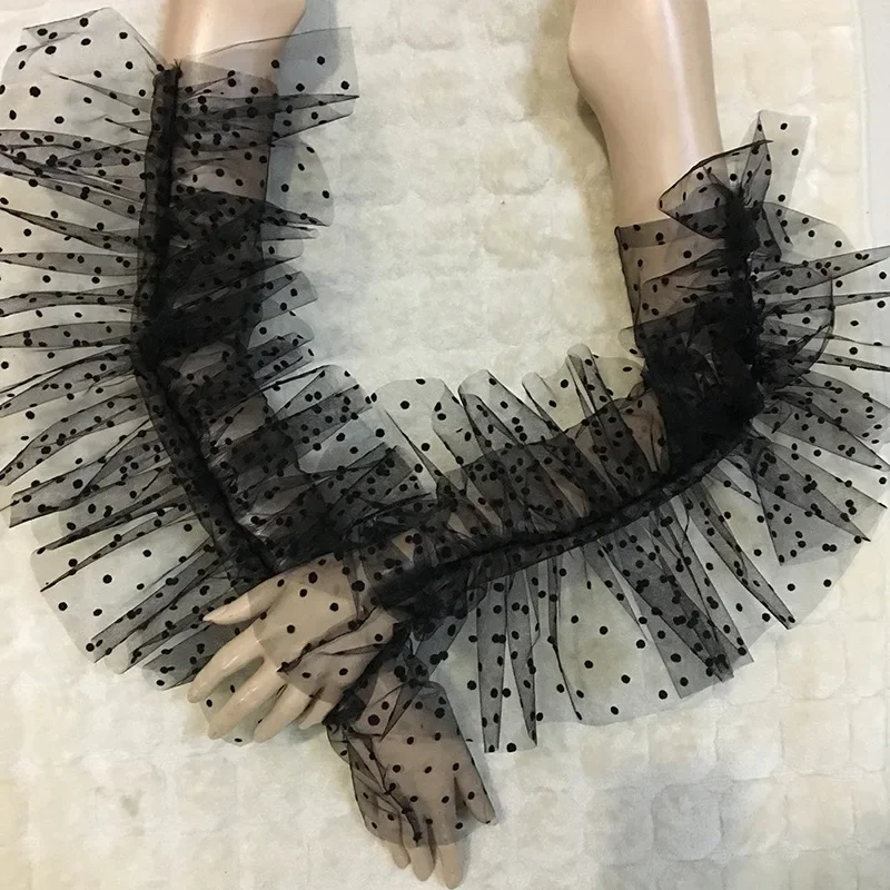 

Polka Dot Lace Doll Sleeves Bridal Gloves Long Wedding Bridal Accessories Black Mesh Transparent Sleeve Finger Accessories