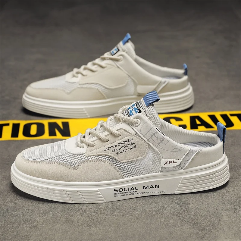 

Baotou slippers new summer men's mesh half slippers fashionable outdoor beach sandals lazy shoes breathable casual board shoes