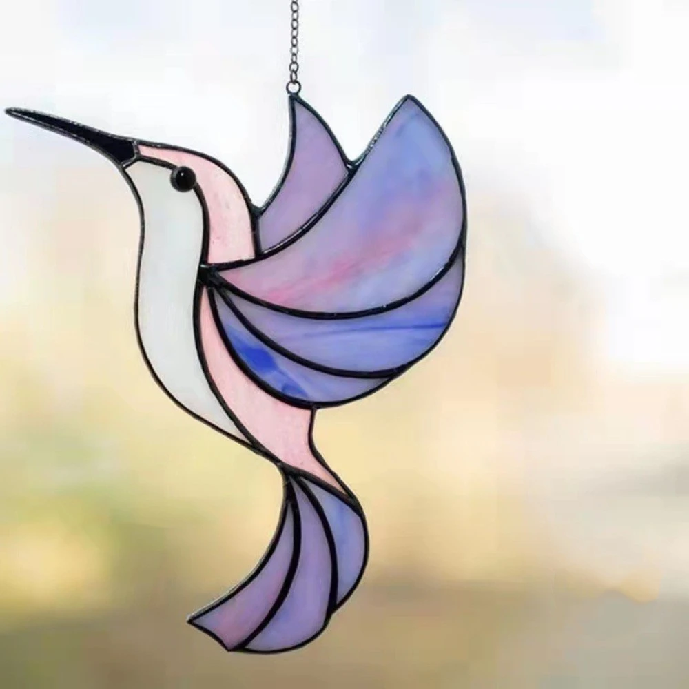 Hummingbird Wind Chimes Suncatchers Sun Catcher Home Window Ornament Stained Glass Hanging Pendant Garden Decor Crafts Acrylic