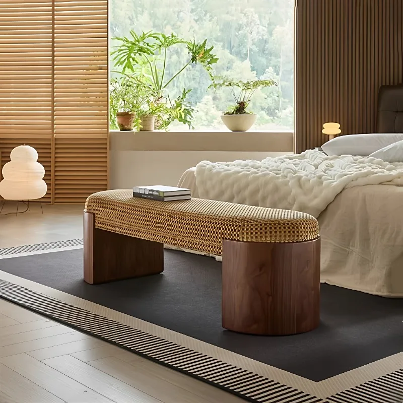 Old Man Qian's Benches Nostalgic Retro Living Room Long Solid Benches Wood Beds Bedroom Advanced Home Furniture Panchine ZYCD