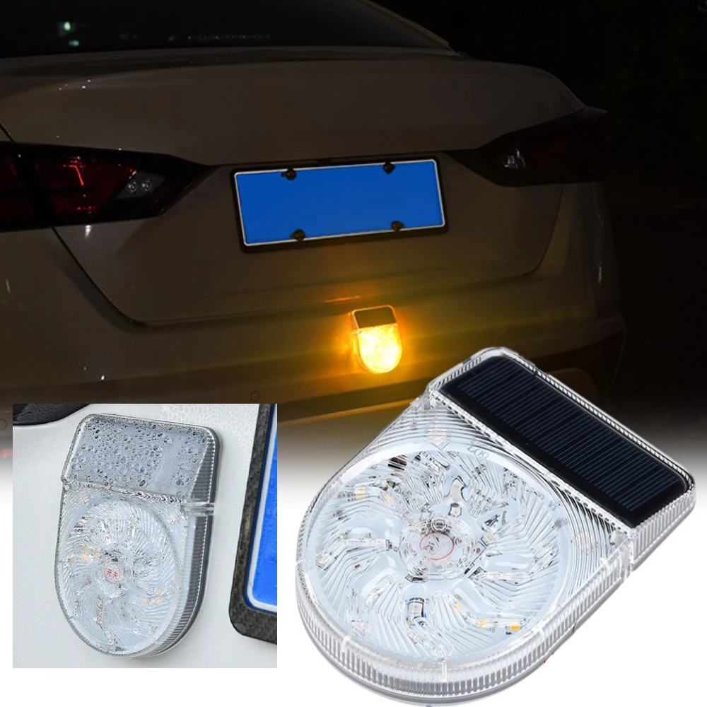 Car LED Lamp Intelligent Sensor Rear-End Collision Prevention Flashing Light Solar Warning Light Night Parking Signal Light