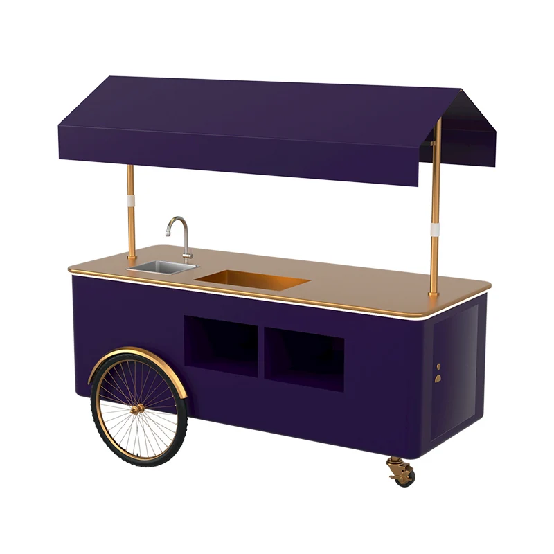 Wholesale Custom Mobile Food Snack Cart Foldable Metal Snack Cart Commercial Candy Cart with Wheels