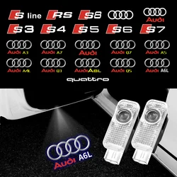 Luz de bienvenida para puerta de coche, proyector Led HD de 2 piezas para Audi SLINE QUATTRO S2, S3, S4, S5, S6, S7, RS, A4, B5, B6, B7, B8, B9, A3, 8P, 8V, 8L, A5 S