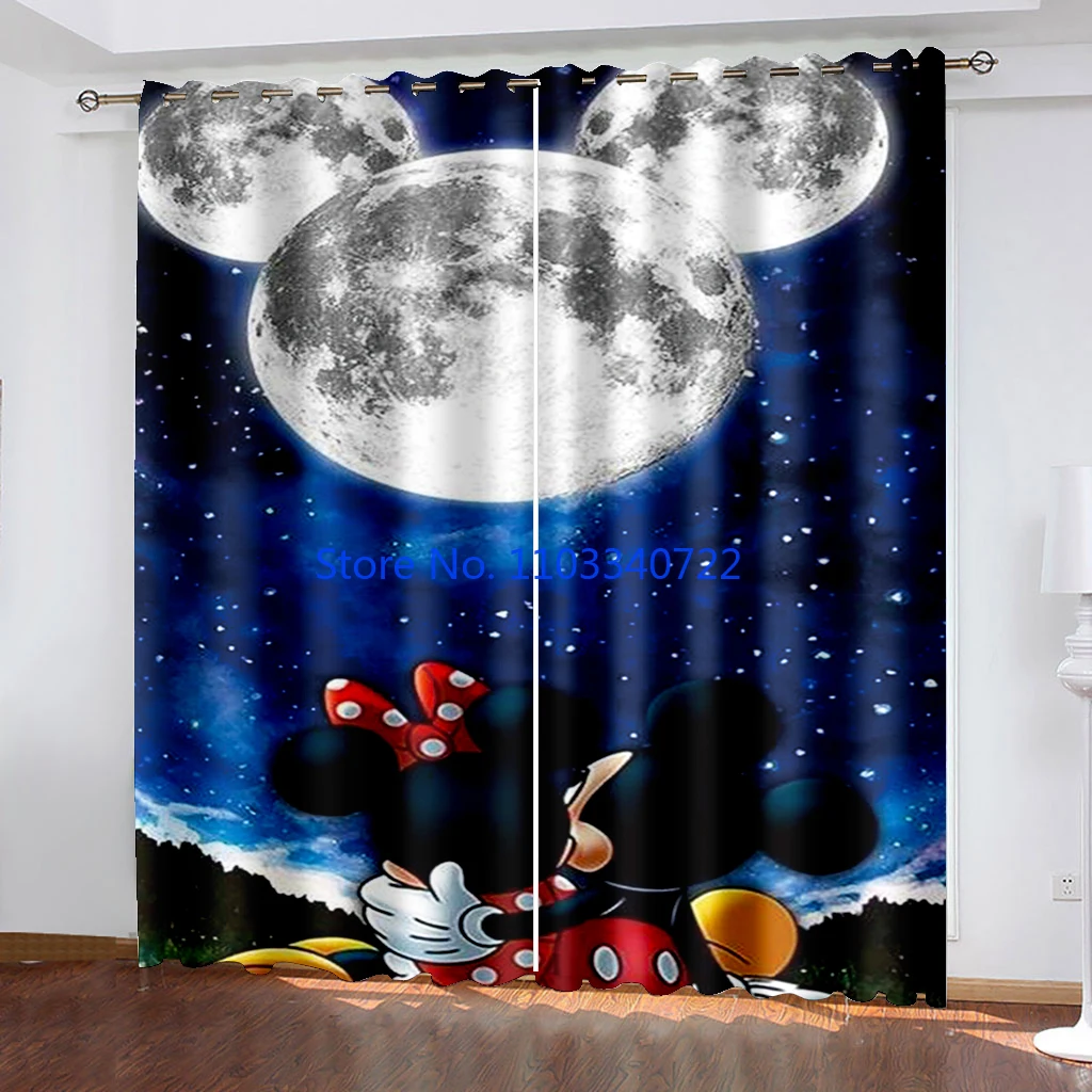 Anime Impressive Minnie Mickey Mouse Window Curtain 184x214cm 3D Print Shading Blackout Curtains Living Room Bedroom Kids Gift