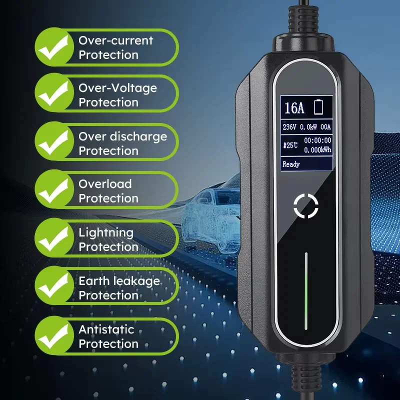 7KW Portable Charging Station for EV Cars New Energy Vehicle Parts Accessories with 32A Output Current CCS1 GBT Adapter view 6