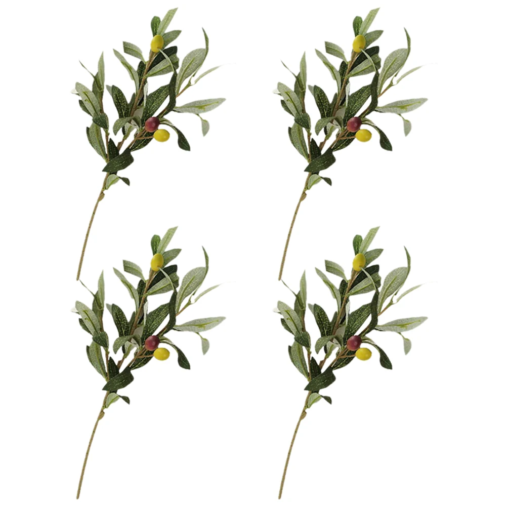 

4pcs Artificial Branch Plants Stems Plastic Indoor Decor Olive Plant Artificial Decoration Home Greenery Stems