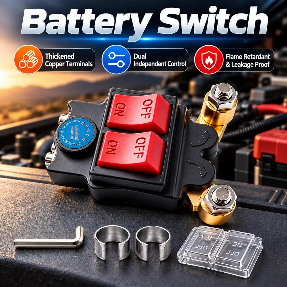 Car Battery Disconnect Switch  Dual Independent Control 12V 24V Universal Heavy Duty Master Power Cut Off Switch