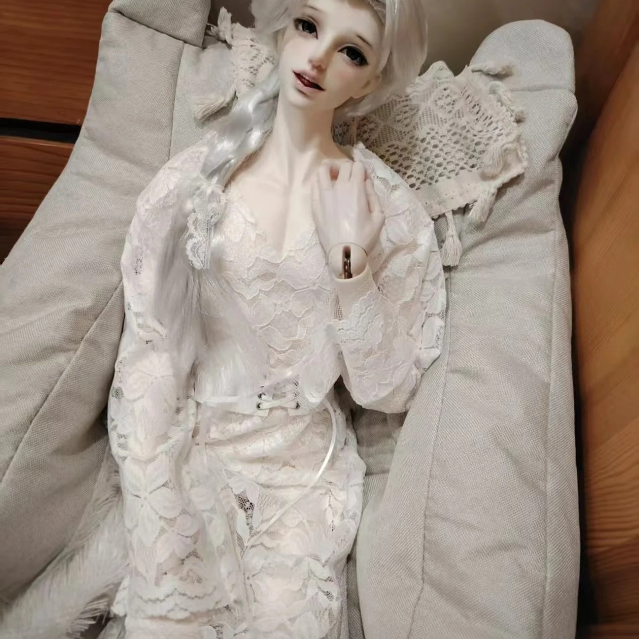 

Doll's Clothes for 75cm Male Bjd Doll Lace Shirt Loose Casual Mid Length Top Dress Up Play House 1/3 Doll Accessories, No Doll