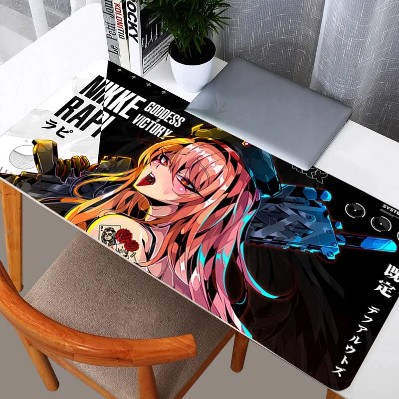 Gaming Mouse Pad, Large Desk Mat, Anti-slip Rubber, Stitched Edges, Tattooed Anime Girls Collage Art Print, Extended Office Mat