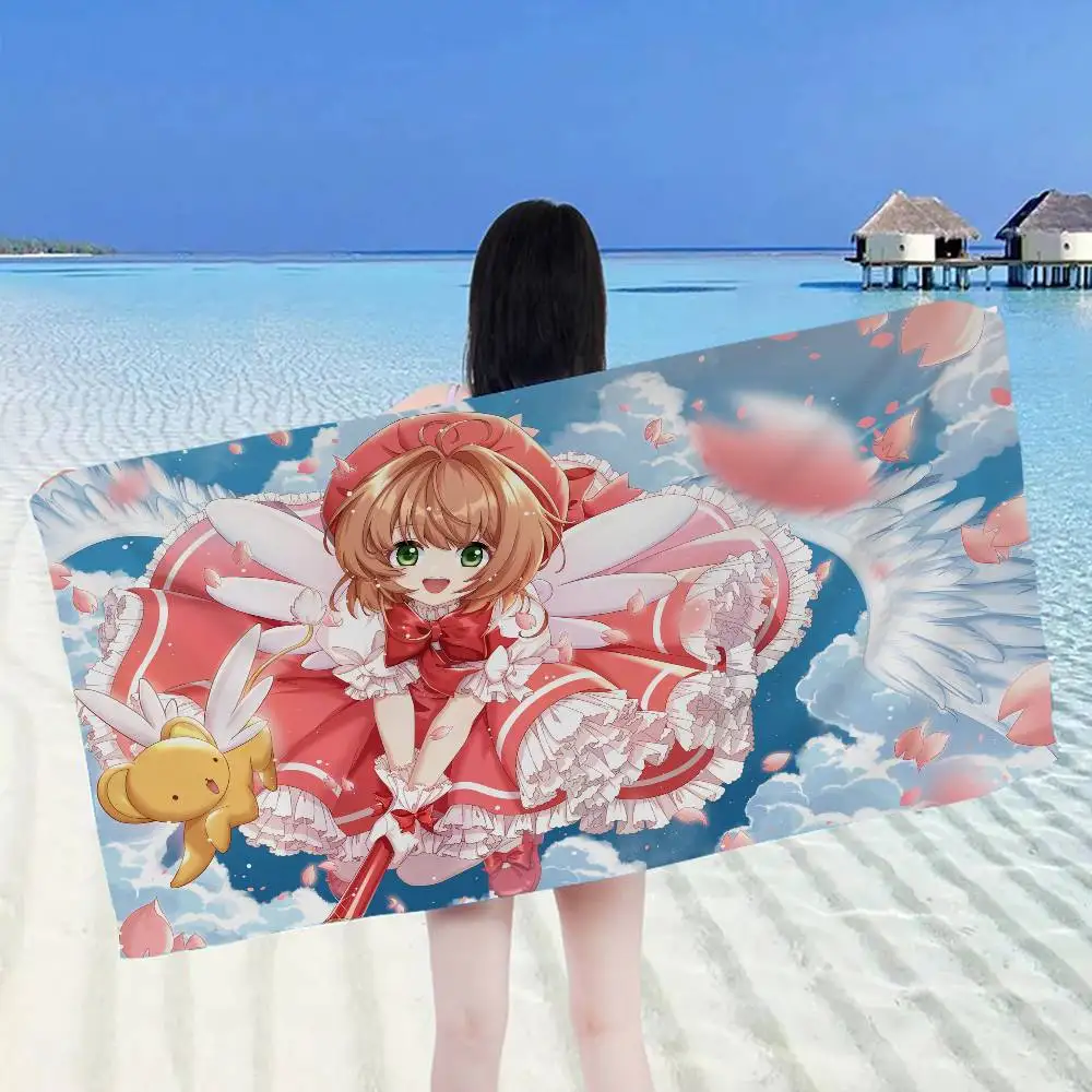 Magical Anime C-Cardcaptor Sakura Microfiber Beach Towels Quick Dry Towel Sand Beach Towels Pool Towel for Travel Swim Pool Yoga